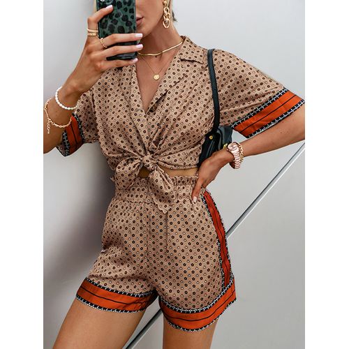 Fashion Two-piece Set Women Big Size Fashion Print Short Sleeve