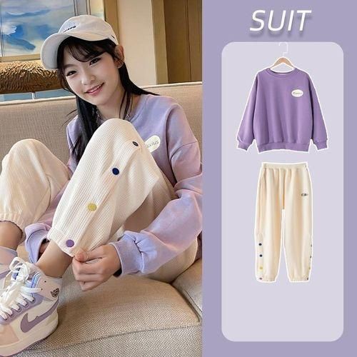 Fashion Contrast Girls SweatshirtWaffle Sweatpant Sets School Kids Tracksuit Students Jogger Suit Children 2 Pieces Outfits 516 Years Best Price Online Jumia Kenya
