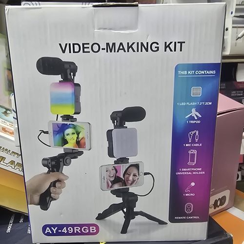 product_image_name-Generic-AY-49 RGB LED Light And Microphone Kit For Vlogging, Video Conferencing, Live Streaming And Online Classes-1