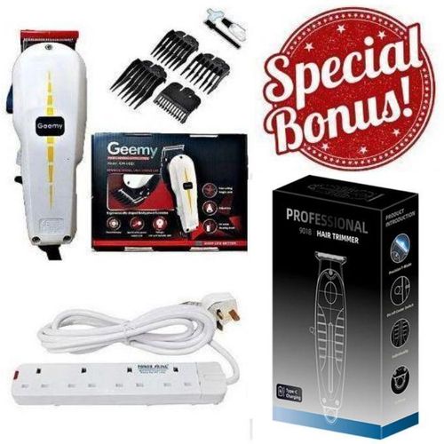 product_image_name-Generic-Best facial shaver for women // Rechargeable Trimmer Shaving Machine + Extra BONUS Professional Kinyozi Hair Clipper Shaving Machine Electric Trimmer & 4-WAY POWER Extension Cable Socket -1