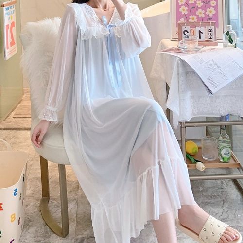 Womens Sleepwear Lolita Lace Mesh Women Night Gowns Halter Neck