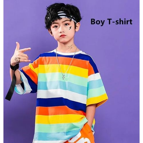 Kids Hip Hop Dance Costume Set Crop Top And Cargo Pants For Boys