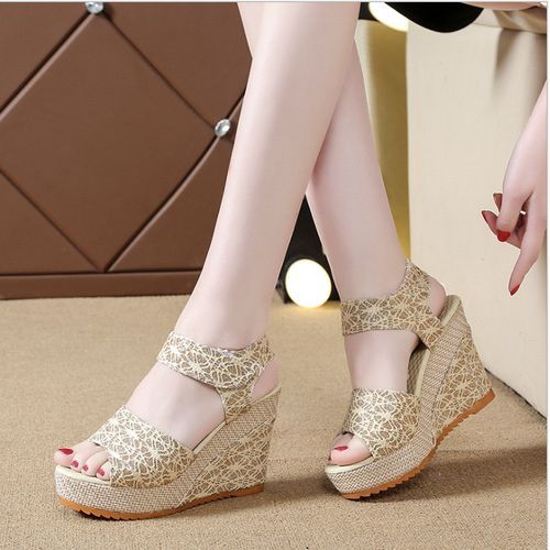 Fashion Women Soft Wedge Lady Open Toe Low Heel Sandals-Rice White ...