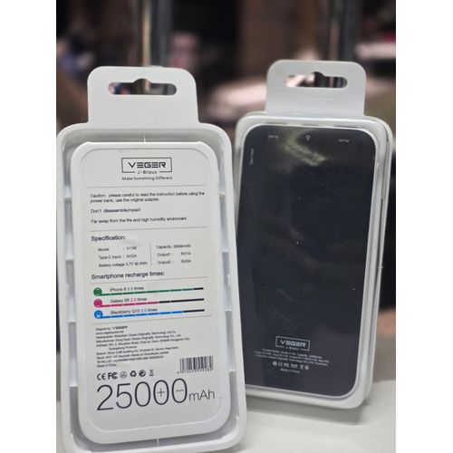 product_image_name-Generic-VEGER V11W 25000mAh Slim Power Bank – High-Capacity Portable Charger with Type-C Input-1
