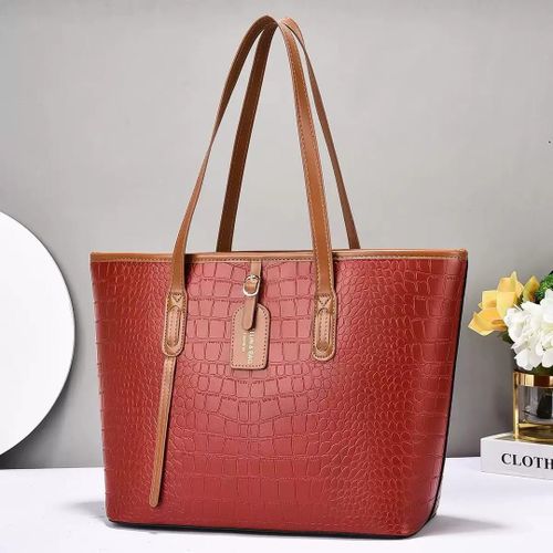 product_image_name-Fashion-Crocodile Tote Bag – Elegant Women’s Handbag with Textured Leather Design-1