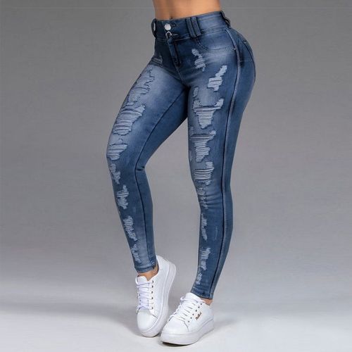 Women Colour Denim washed Jeggings Black - Black , XL