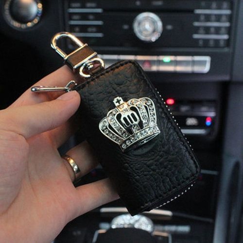 Generic 1PC Crocodile Leather Crystal Crown Car Key Case Key Organizer  Brief Zipper Auto Key Holder Drivers License Bag Car Accessary @ Best Price  Online