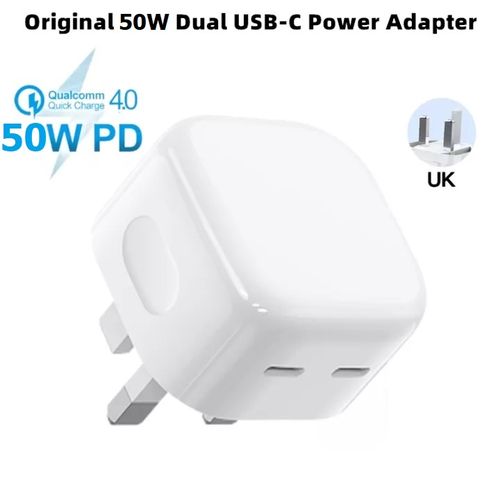 Apple 50W PD Adapter USB-C+C Dual Jack Fast Charge For Apple Iphone 7 8Plus  XR XS Max Iphone 13 Pro Max @ Best Price Online