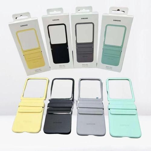 product_image_name-Samsung-Galaxy Z Flip 6 Faux vegan Leather/Kindsuit Hinge Protector, Soft Inner Lining Case/cover Grey-2