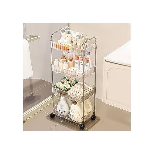 product_image_name-Generic-4-Tier Multifunctional Shelving Trolley Rack – Acrylic Shelves with Stainless Steel Fram-1