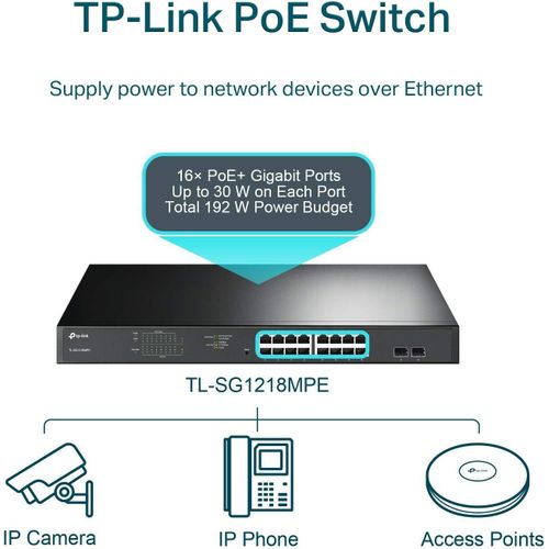 product_image_name-TP Link-TL-SG1218MPE – 18-Port Gigabit Easy Smart Switch, 16 PoE+ Ports, 192W Power Budget, Plug & Play, VLAN & QoS Support – Reliable PoE Switch for Office & SMB Networks-2
