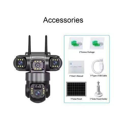 product_image_name-Generic-Solar Light 6MP wifi outdoor Dome Security Camera 3 Lens Two-Way Audio Motion Detection Wireless Security Camera-1