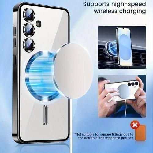 product_image_name-Generic- Samsung A16 cover /case clear MagSafe with black endings good quality case-2