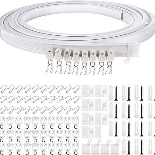 product_image_name-Generic-5m Foldable Curved Curtain with Quiet Glider, Accessories Included - White-1