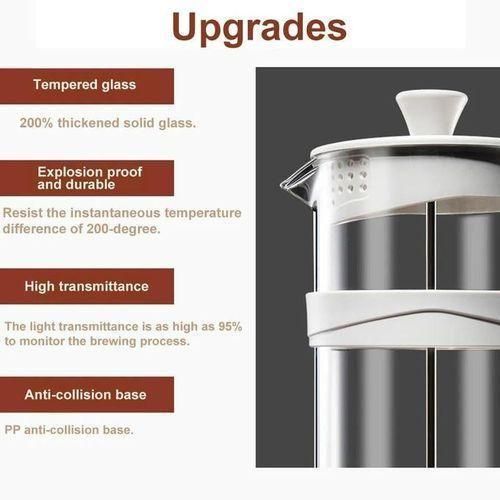 product_image_name-Generic-800ML French Press Coffee Maker With Borosilicate Glass-4