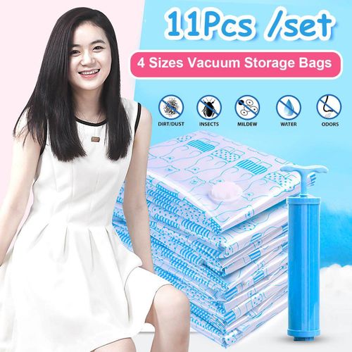 Vacuum Storage Bags, Space Saver Compression Bags with Travel Hand Pump  Travel Vacuum Storage Bags for Clothes Comforters Blankets Pillows WIth  Jumbo Large Medium Small And Pump Space Saver Bag 