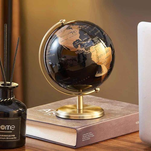 product_image_name-Generic-Elegant Rotating World Globe Desk Ornament Modern Home Decor-2