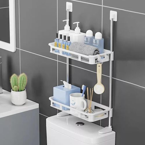 Generic Metallic Double Layer Over The Toilet Storage Shelf Toilet ...
