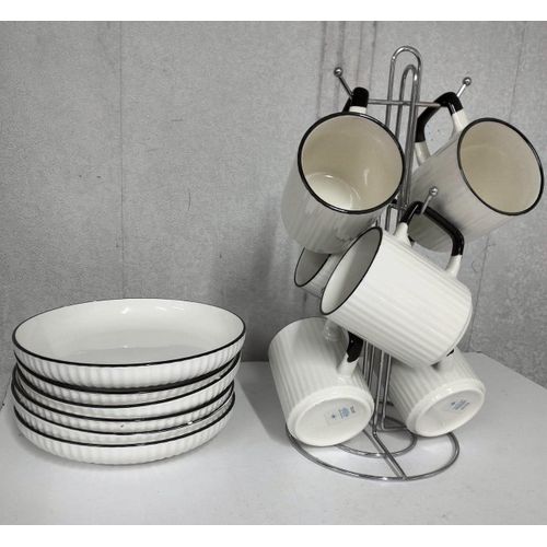 product_image_name-Japanese-12 Pcs Ceramic Tea Set – 6 Cups & 6 Side Plates Elegant Tableware-1