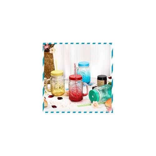 product_image_name-Generic-Mason Jars – Colored Lids & Striped Straws-2