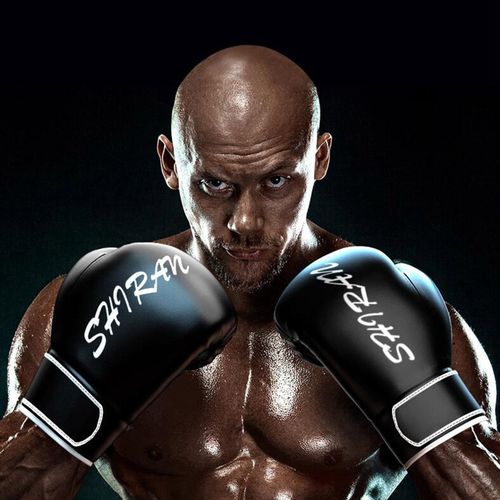 Generic Boxing Gloves Muay Thai Kick Boxing PU Leather 8oz_Black @ Best  Price Online