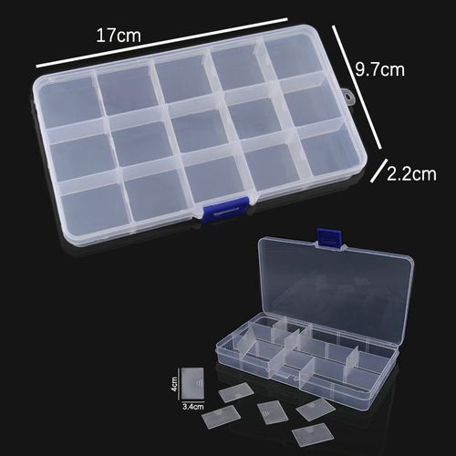 Generic 4 Sizes Jewelry Box Organizer Storage Container Plastic Organizer  Box With Adjustable-15 Grids Clear 1 @ Best Price Online