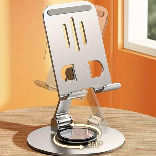 product_image_name-Generic-360 Degree Rotating Cell Phone Holder, Angle Height Adjustable Cell Phone Holder With Silicone Pad For Desktop Fully Foldable Mobile Phone...-4