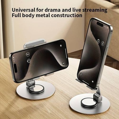 product_image_name-Generic-360 Degree Rotating Cell Phone Holder, Angle Height Adjustable Cell Phone Holder With Silicone Pad For Desktop Fully Foldable Mobile Phone...-5