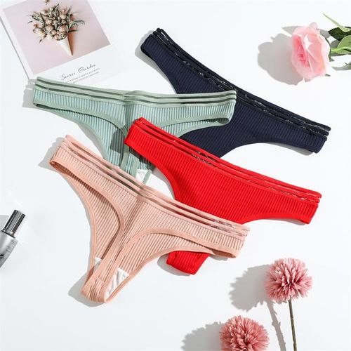 Generic 3pcs/lot Women's Panties Cotton Thong Sexy Underwear Solid Color  Briefs Female Low Waist G-String Intimates Ladis Lingerie @ Best Price  Online