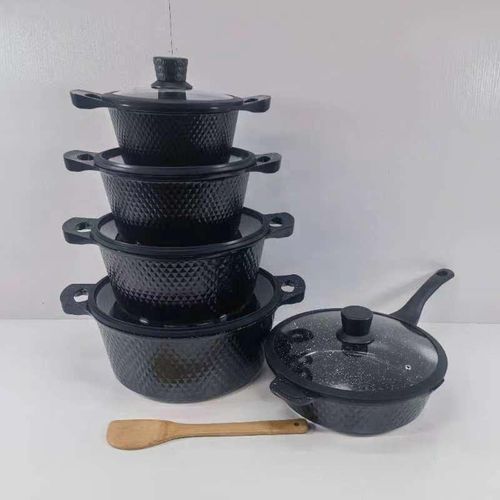 product_image_name-Bosch-11-Piece Granite Non-Stick Cookware Set – Diamond Texture – Black-1