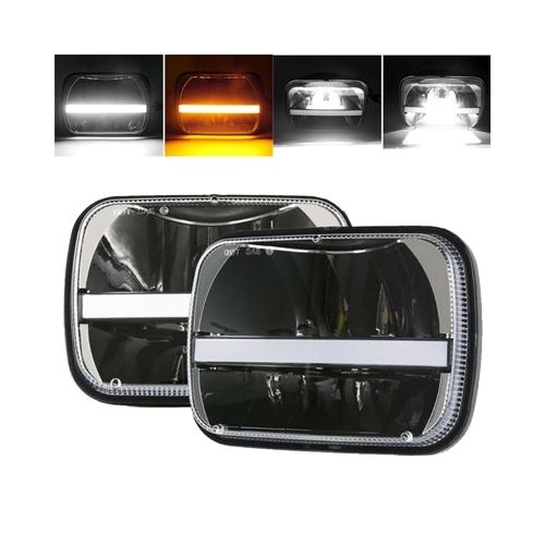 5X7 7x6 LED Headlight DRL For Jeep Wrangler YJ 1987-1995 Cherokee XJ  1984-2001