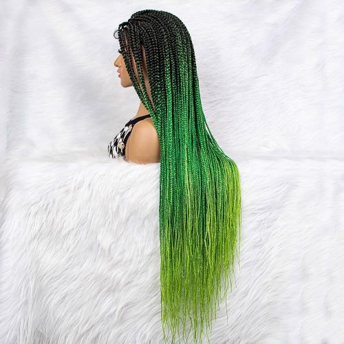 Generic Synthetic Crochet Braided Hair 36 Inch Long Knotless Braids Ombre  Darkgreen/Green For Daily Use @ Best Price Online