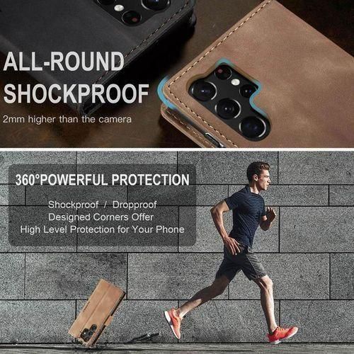 product_image_name-Caseme-Brown Soft Leather Wallet Flip Cover Case For Samsung Galaxy S24 Ultra 5G-4