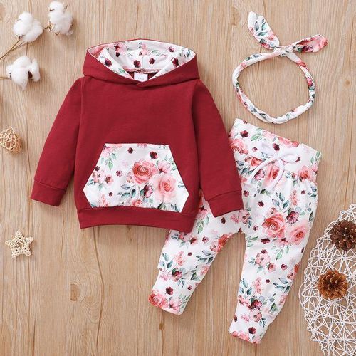 Generic Baby Girls Long Sleeves Rose Floral Hoodie With Pants Red Best Price Online Jumia Kenya