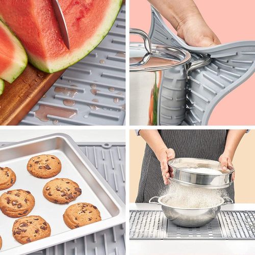 Big Silicone Dish Drying Mat Drainer Mat Protection Heat Resistant