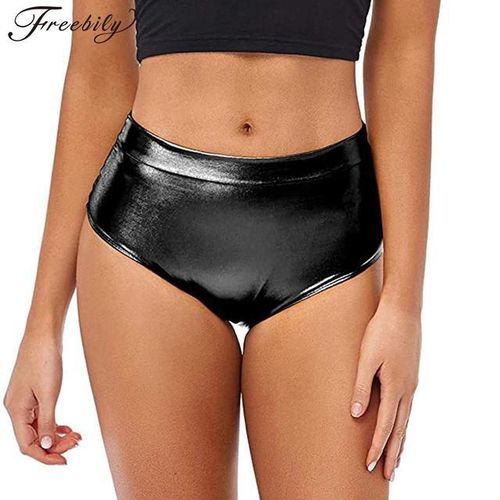 Womens Glossy High Waist Panty Briefs High Cut Rave Underwear Booty Dance  Shorts