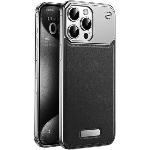 product_image_name-Generic-Luxury Frameless Leather Magnetic Case with MagSafe, Metallic Frame, and Patina Leather Design for iPhone 16 Pro Max - Black-2