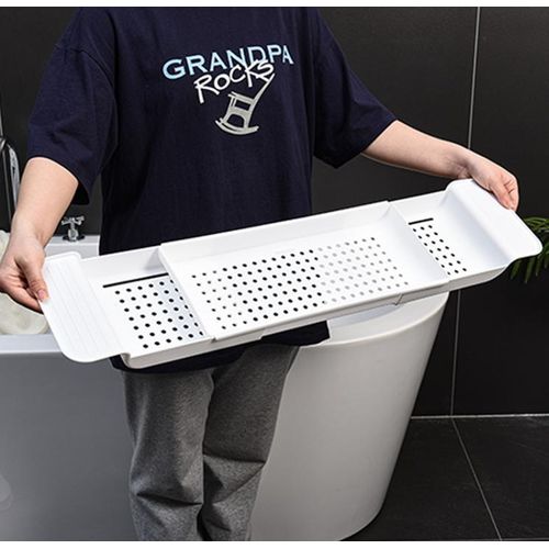 product_image_name-Generic-Extendable Bamboo Bathtub Rack Shelf Tub Reading Tray Stand-4
