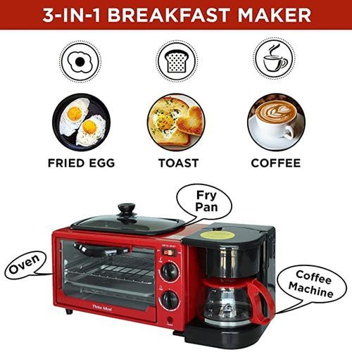 3-in-1 Household Multifunctional Breakfast Machine With Oven, Coffee Maker  And Frying Pan