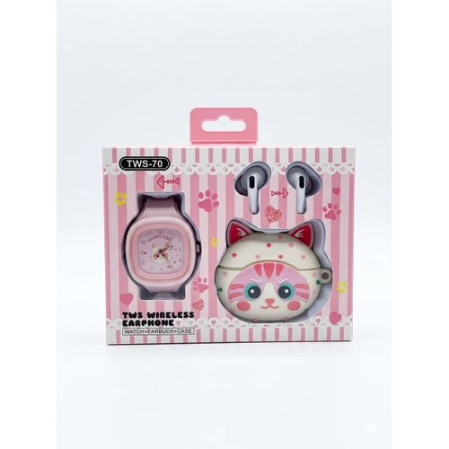 product_image_name-Generic-Wireless Earbuds + Kids Cartoon Watch Gift Set-1
