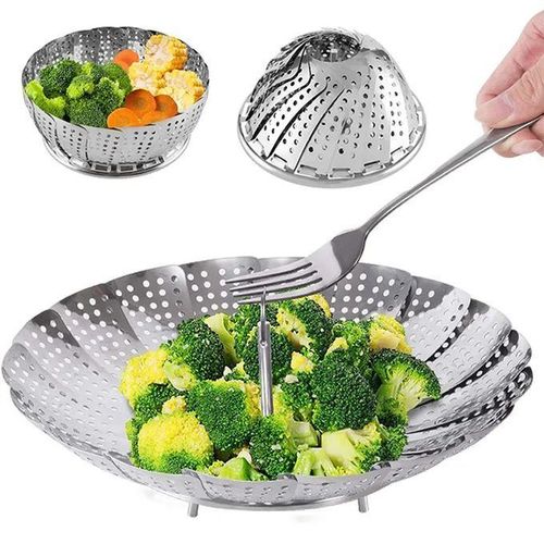 product_image_name-Generic-Stainless Steel Foldable/Folding Vegetable Food Steamer Basket-2