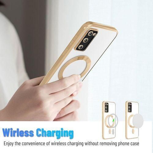 product_image_name-Generic-Gold Electroplated Clear Case With Magnet, Compatible With Magsafe, Supports Wireless Charging, Case Cover for Samsung Galaxy S20 FE-2