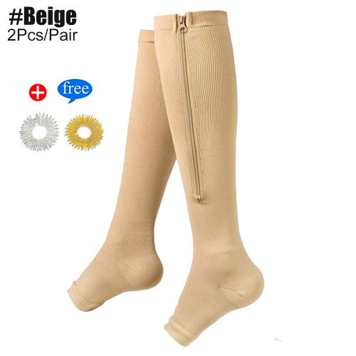 Generic 1Pair Zipper Compression Socks Open Toe Leg Support Easy