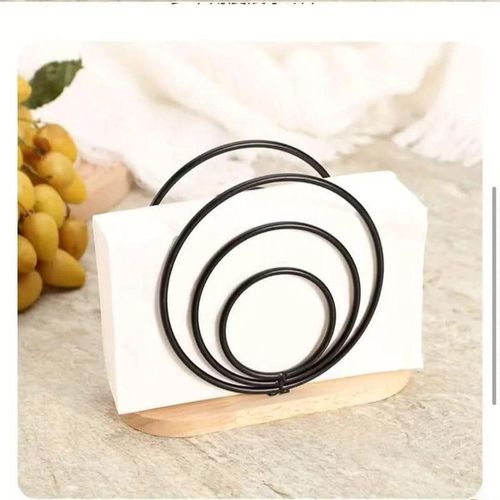 product_image_name-Generic-Metallic Hemisphere Serviet Holder with Bamboo Base – Elegant Napkin Organizer-1