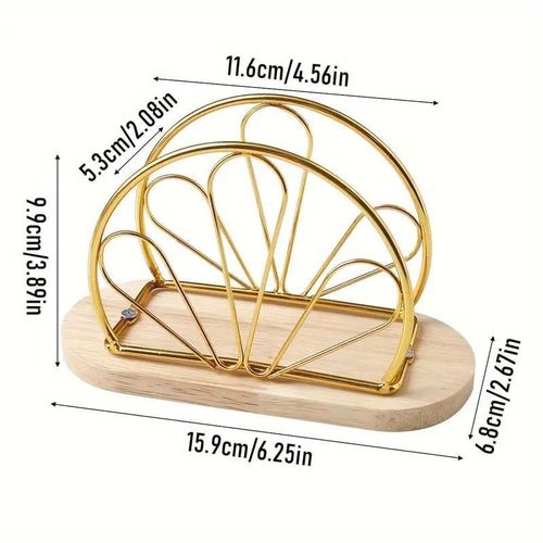 product_image_name-Generic-Metallic Hemisphere Serviet Holder with Bamboo Base – Elegant Napkin Organizer-6