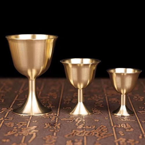 TINKSKY 2pcs Brass Chalice Cup Wine Goblet Brass Drinking Glasses