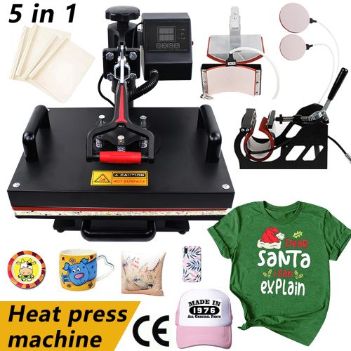 Generic Heat Press 12x10 Inch 5 In 1 T Shirt Printing Machine Swing Away  Digital Heat Transfer For T Shirts Mugs Hat Plate Cap @ Best Price Online
