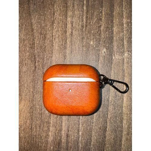 product_image_name-Generic-Luxury Soft Leather Shell Metal Keychain Shockproof Airpods Case/Cover For Apple Airpods 4 -Brown-1