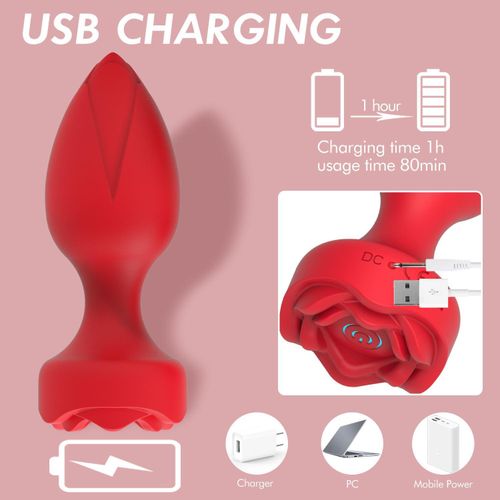 Generic Rose Toy Anal Vibrator Dildo Butt Plug Vibrator Sex