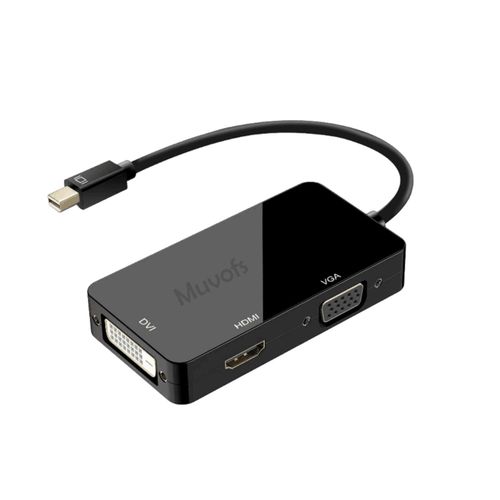 product_image_name-Generic-Mini Display Port DP Male to HDMI/DVI/VGA Female 4k Adapter, Any one Function Thunderbolt Converter Hub 3 in 1, Black-1